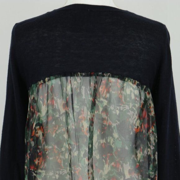 Anthropologie Yellow Bird Women's Small Black Button Up Sheer Back Cardigan - Picture 4 of 8